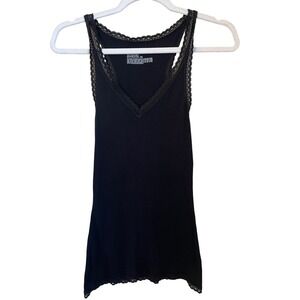 Mossimo‎ Y2k Long Black Lace Trim Racerback Tank Top Size M Layering Indie
